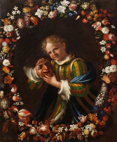 Barn med en larve i en krans av blomster av Franz von Margety