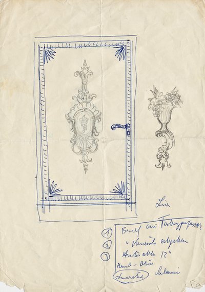 Designskisse for en dør av Franz von Matsch