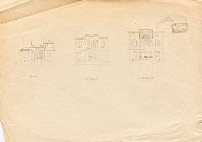 Designskisser til Matschs ateliervilla - hagefasade av Franz von Matsch