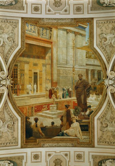 Wiener Burgtheater, trapp: takfreske Dionysos-teateret i Athen (freske) av Franz von Matsch