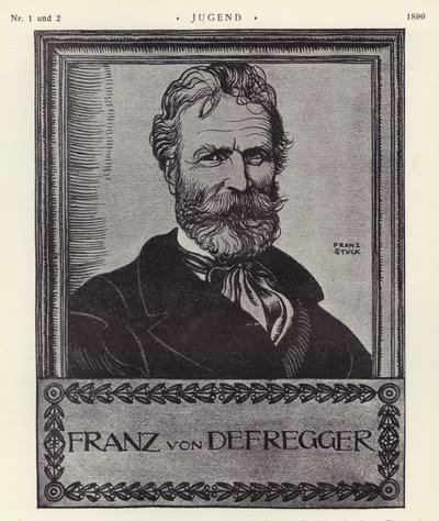 Franz von Defregger , østerriksk kunstner (litho) av Franz von Stuck