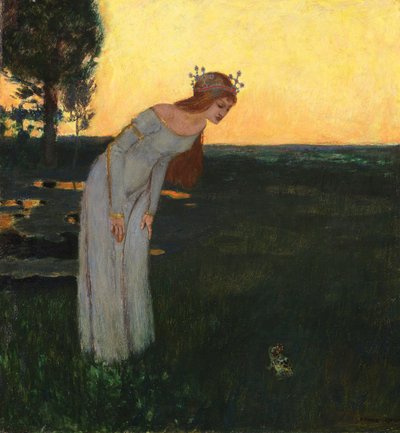 Once upon a time - Once upon a time, av Stuck, Franz, Ritter von (1863-1928). olje på tre av Franz von Stuck