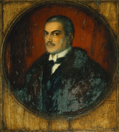 Selvportrett av kunstneren, halv lengde, 1915 av Franz von Stuck
