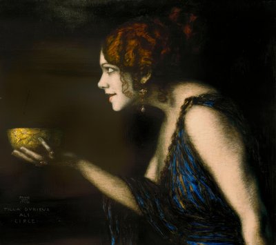 Tilla Durieux als Circe / F. v. Sittende fast av Franz von Stuck