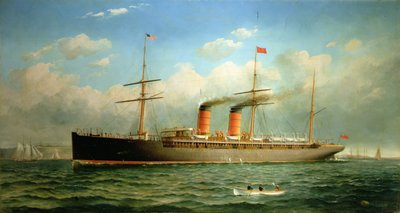 Cunard Liner RMS Umbria utenfor Brooklyn Heights, ved East River, New York av Fred Pansing