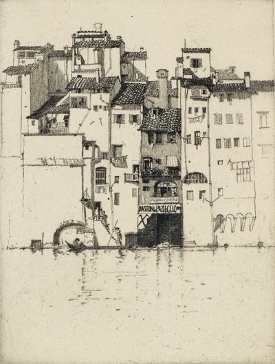 På Arno, 1900-tallet (etsing) av Fred Richards