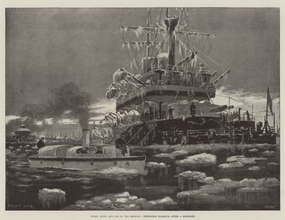 Frost, snø og is på Medway, Sheerness Harbor etter en snøstorm av Fred T. Jane