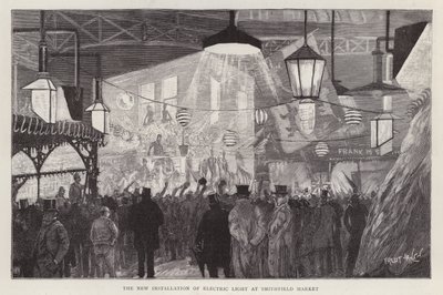 Ny installasjon av elektrisk lys på Smithfield Market, London av Fred T. Jane