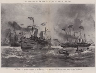Hjemkomsten til hertugen og hertuginnen av Cornwall og York av Fred T. Jane