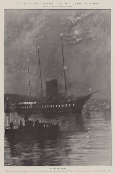 Kongens rekonvalesens, nattscenen på Cowes av Fred T. Jane
