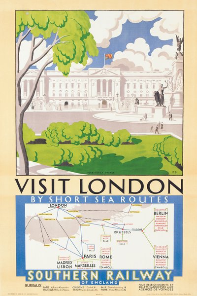 "Visit London", plakat som reklamerer for Southern Railway av Freda Beard