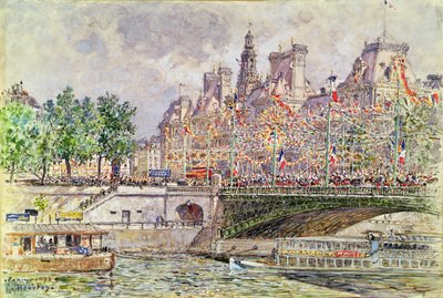 Place de lHotel de Ville, Paris, 14. juli 1905 av Frederic Anatole Houbron