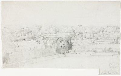 Utsikt over Villa Borghese og orangeriet fra Villa Medici av Frederic Bourgeois de Mercey