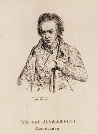 Portrett av komponisten Nicola Antonio Zingarelli 1752-1837. av Frederic Desire Hillemacher