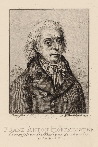 Portrett av komponisten Franz Anton Hoffmeister 1754-1812. av Frederic Desire Hillemacher