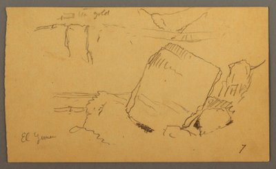 Tegning, steinblokker, muligens februar 1868 av Frederic Edwin Church