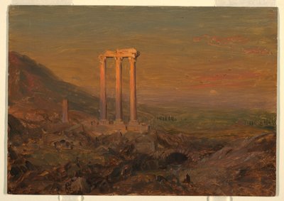 Tegning, klassiske ruiner, Syria, mai 1868 av Frederic Edwin Church