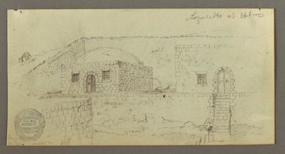 Tegning, kuppelhus, hus med trapp, februar muligens 1868 av Frederic Edwin Church