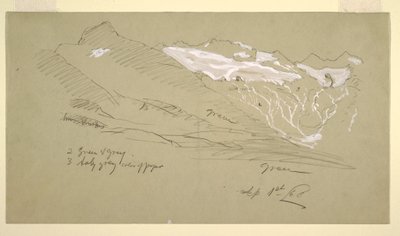 Tegning fra Berner-Alpene, Bel Arp, august 1868 av Frederic Edwin Church