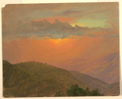 Tegning, Åstopp ved solnedgang, juli 1865 av Frederic Edwin Church