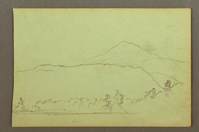 Tegning, innsjø, åskjede, muligens 1856 av Frederic Edwin Church