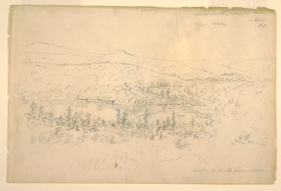 Tegning, Innsjøer nær fjellhuset, september 1844 av Frederic Edwin Church