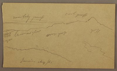 Tegning, landskap, august 1865 av Frederic Edwin Church