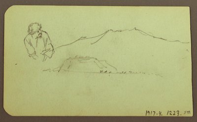 Tegning, landskap; Verso: Figur, landskap, 1883 av Frederic Edwin Church