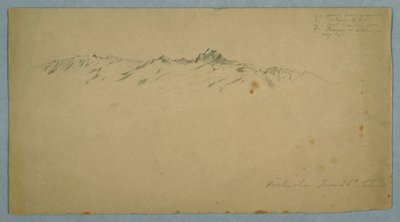 Tegning, Pichincha-fjellet fra Chillo, Ecuador, 26. juni 1857 av Frederic Edwin Church