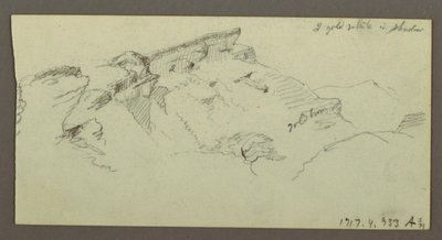 Tegning, fjelltopper, muligens 1868 av Frederic Edwin Church