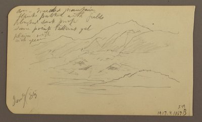 Tegning, fjellkjede, Toluca; Verso: Fjellkjede, Toluca, 7. januar 1885 av Frederic Edwin Church
