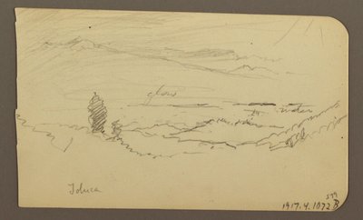 Tegning, Fjelllandskap, Toluca; Verso: Fjell, Toluca, 20. april 1885 av Frederic Edwin Church