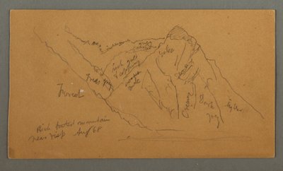 Tegning, fjell fra Wallis, Pennine-Alpene, august 1868 av Frederic Edwin Church