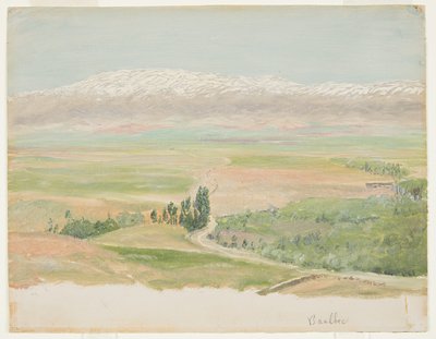 Tegning, fjell nær Baalbec, mai 1868 av Frederic Edwin Church