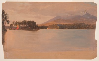 Tegning, Mt. Katahdin fra Togue-dammen, 1878 av Frederic Edwin Church