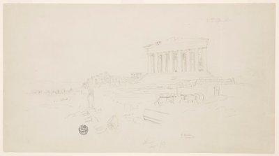 Tegning, Parthenon og Erectheion, Athen, april 1869 av Frederic Edwin Church