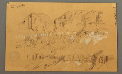 Tegning, skisser, El Yemen-dalen, «Arabia», muligens 1868, 20. februar av Frederic Edwin Church