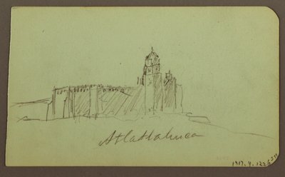 Tegning, Skisser fra Patzcuaro; Verso: Church, Atlatahuca, 1883 av Frederic Edwin Church