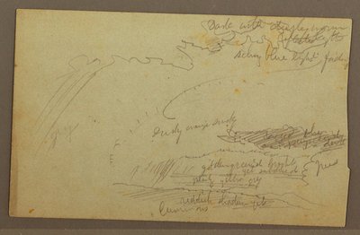 Tegning, himmelstudie, fjellrygger, regnbue, 1860-tallet av Frederic Edwin Church