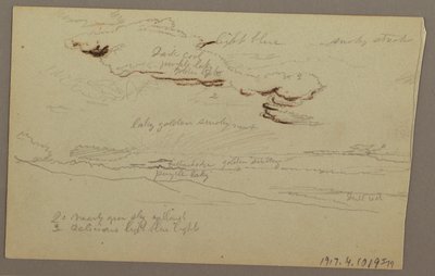 Tegning, solnedgang, muligens 1860 av Frederic Edwin Church