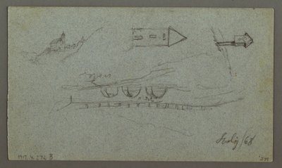 Tegning, Tauern-toppene, Kongene, juli 1868 av Frederic Edwin Church