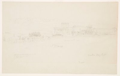 Tegning, templer, Baalbek, 6. mai 1868 av Frederic Edwin Church