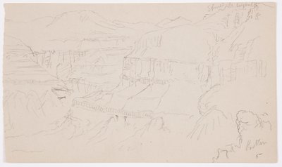 Tegning, El Yemen-dalen, 20. februar 1868 av Frederic Edwin Church