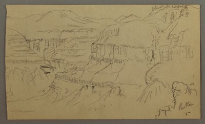 Tegning, El Yemen-dalen, 20. februar 1868 av Frederic Edwin Church