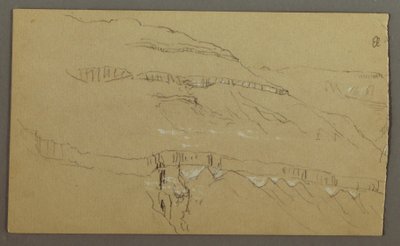 El Yemen-dalen, Arabia: Bergvegg med den øvre delen som ligner en rad med søyler av Frederic Edwin Church