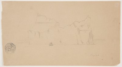 Flytende isfjell med seilbåt av Frederic Edwin Church