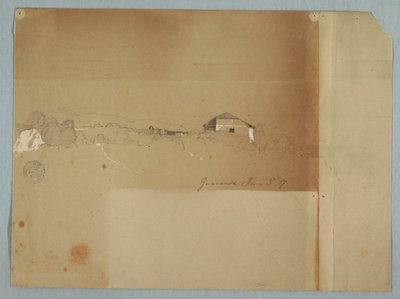 Hus nær en kaskade i fjellene, Guaranda, Ecuador av Frederic Edwin Church