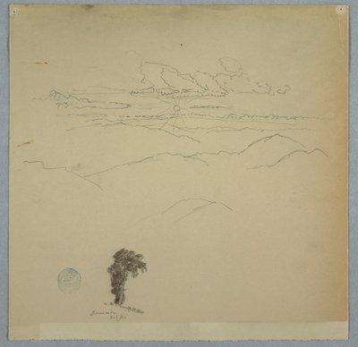 Fjelllandskap med solnedgang og et tre, Jamaica av Frederic Edwin Church