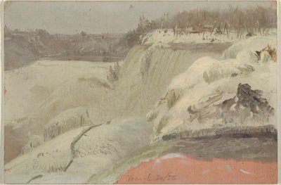 Niagara Falls in the Snow, sett fra Goat Island av Frederic Edwin Church