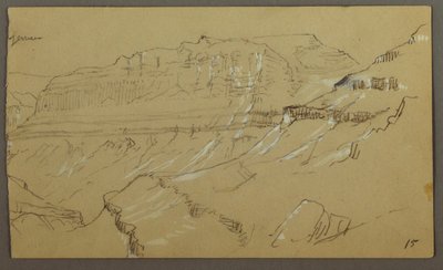 Høyre del av en skisse av El Yemen-dalen, Arabia: Fjernsyn av Frederic Edwin Church